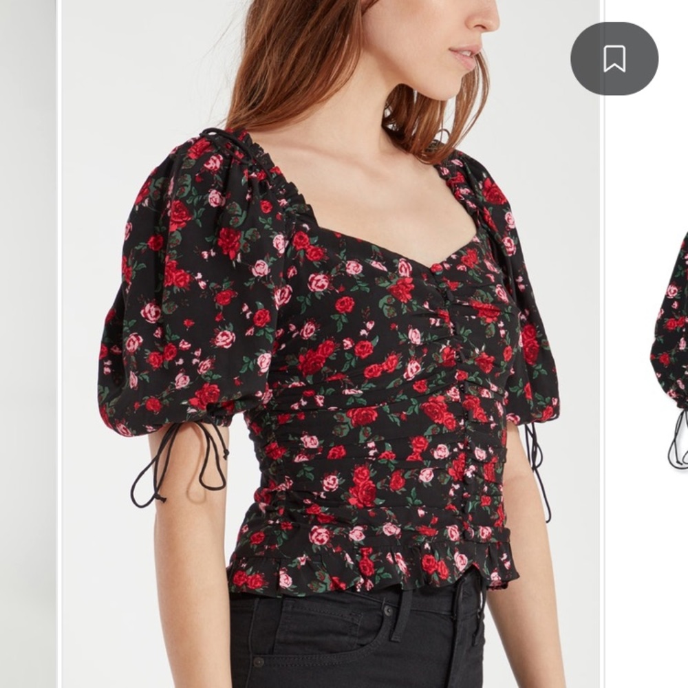 SOLD- For Love & Lemons Tainted button puff sleeve - Picture 10 of 12